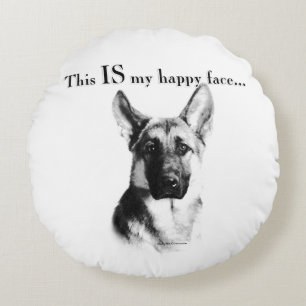 German Shepherd Happy Face Round Cushion
