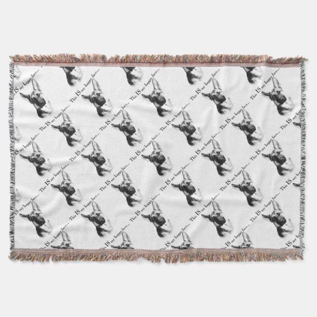 German Shepherd Happy Face Throw Blanket (Front)