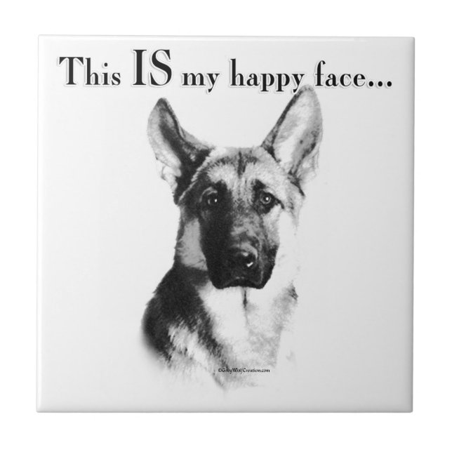 German Shepherd Happy Face Tile (Front)