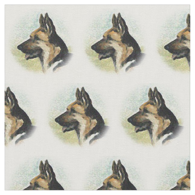 German Shepherd head Profile Dog Art Fabric (Close Up)