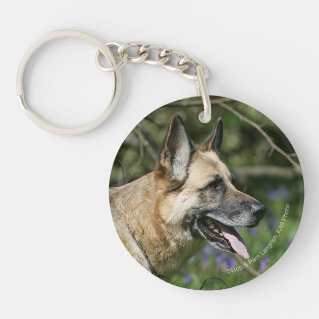 German Shepherd Headshot 3 Key Ring (Front)