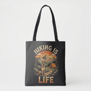 German Shepherd Hiking Adventure Vintage Tote Bag
