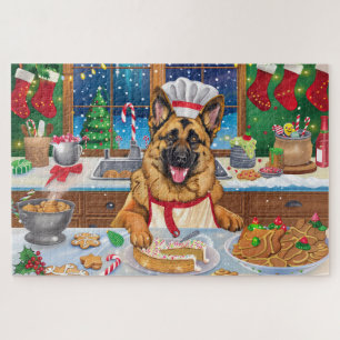 German Shepherd Holiday Baking: Festive Christmas Jigsaw Puzzle