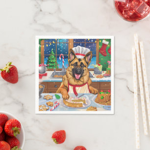 German Shepherd Holiday Baking: Festive Christmas Napkin
