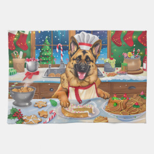 German Shepherd Holiday Baking: Festive Christmas Tea Towel