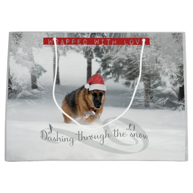 German Shepherd Holiday Gift Bag (Front)