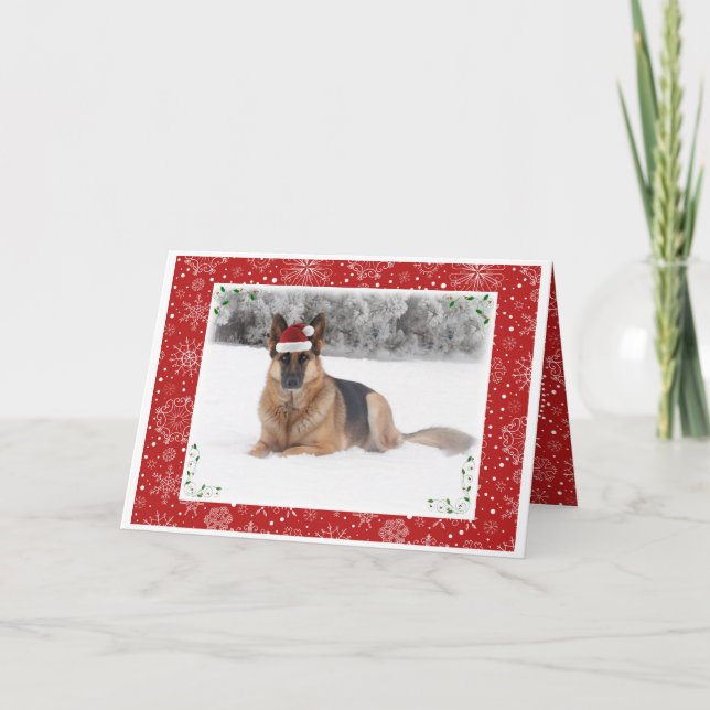 German Shepherd Holiday Greeting Card (Front)