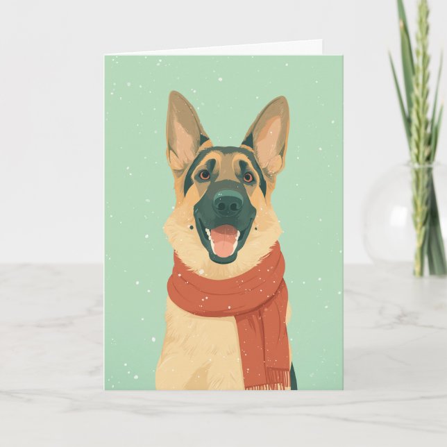 German Shepherd Holiday Greeting Card (Front)
