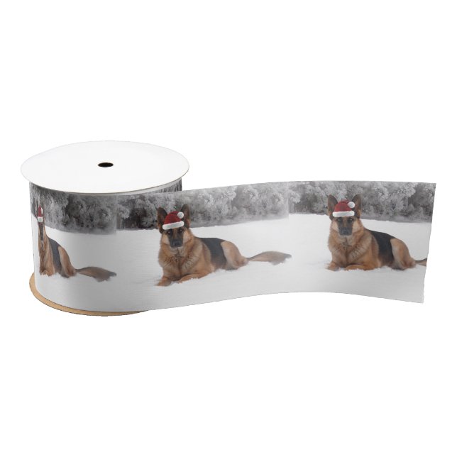 German Shepherd Holiday Satin Ribbon (Spool)