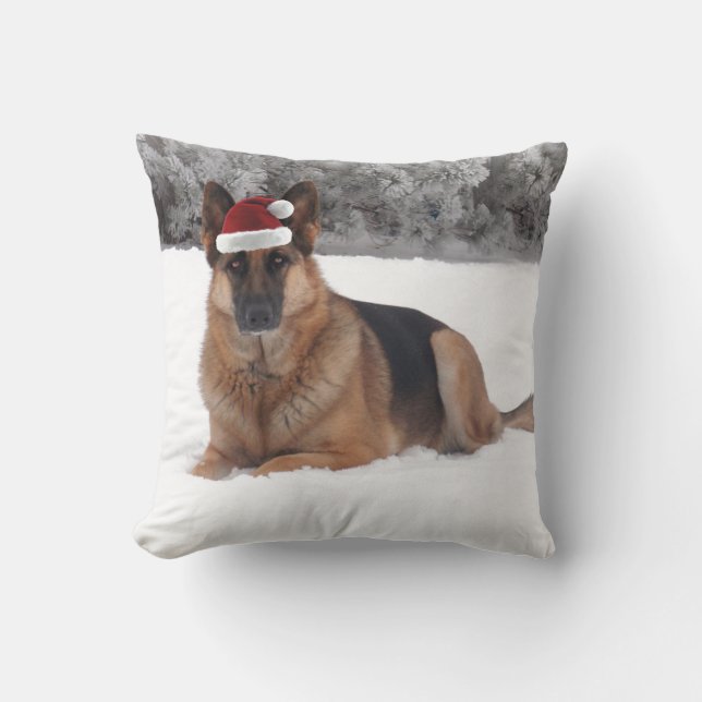 German Shepherd Holiday Throw Pillow (Front)