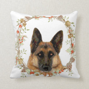 German Shepherd Holiday Throw Pillow