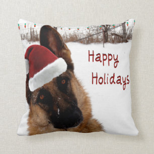 German Shepherd Holiday Throw Pillow