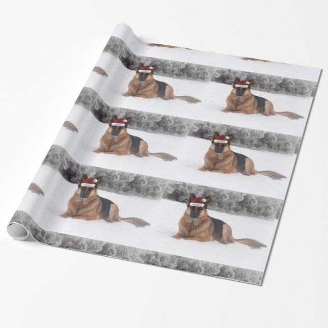 German Shepherd Holiday Wrapping Paper (Unrolled)