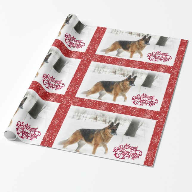 German Shepherd Holiday Wrapping Paper (Unrolled)