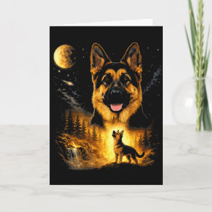 German Shepherd Howling To The Moon Vintage Mystic Card