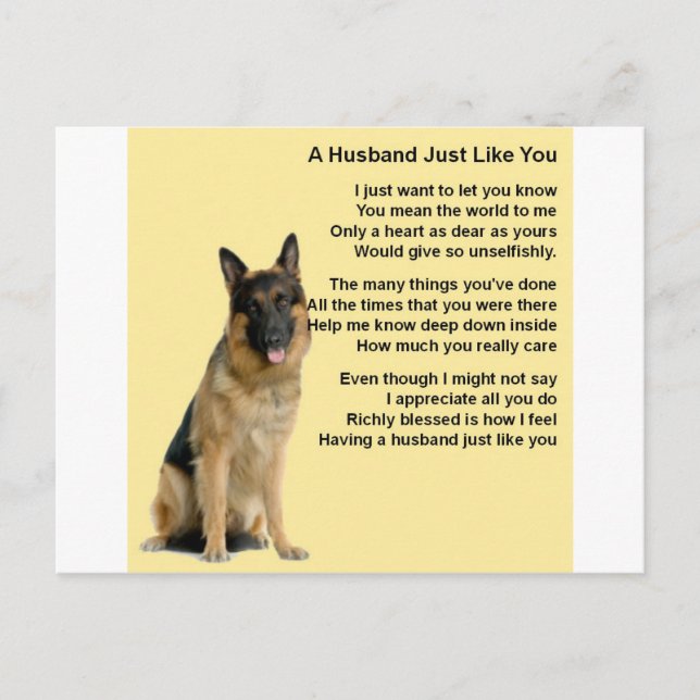 German Shepherd  Husband Poem Postcard (Front)