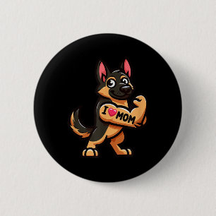 German Shepherd I Love Mum Funny Dog Tattoo 6 Cm Round Badge