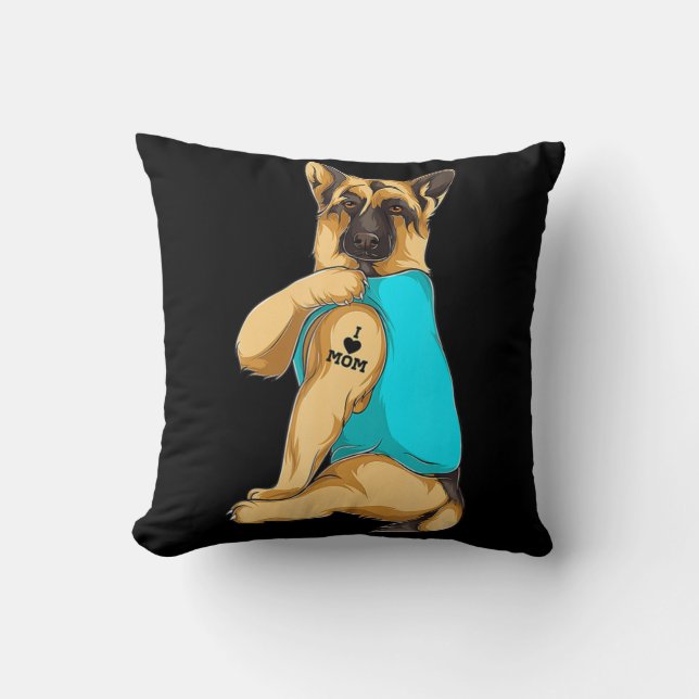 German Shepherd I Love Mum Tattoo Apparel Dog Mum  Cushion (Front)