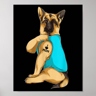 German Shepherd I Love Mum Tattoo Apparel Dog Mum  Poster