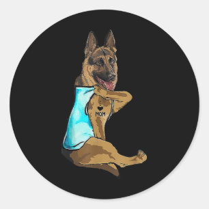 German Shepherd I Love Mum Tattoo Dog Mothers Day Classic Round Sticker
