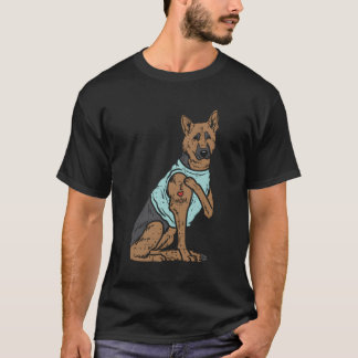 German Shepherd I Love Mum Tattoo K9 Dog Lover Wom T-Shirt