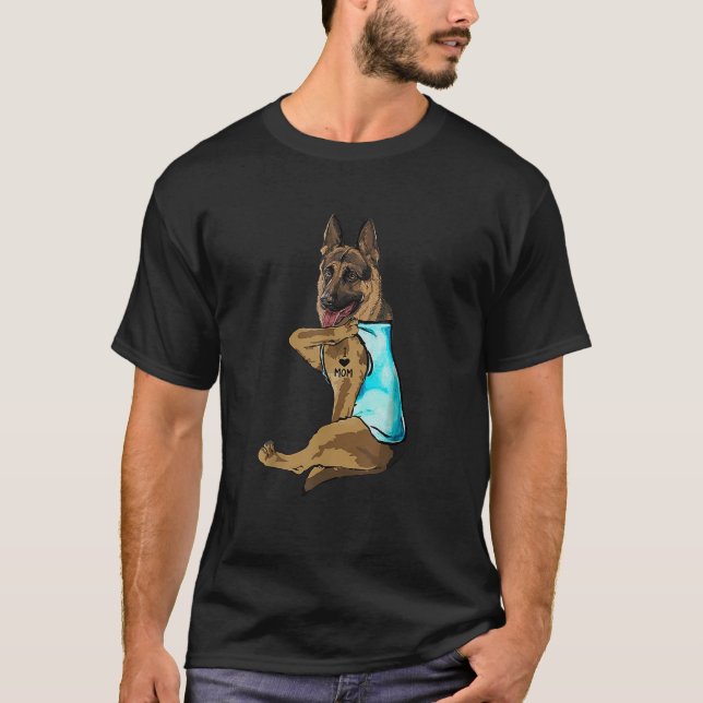 German Shepherd I Love Mum Tattoo T-Shirt (Front)
