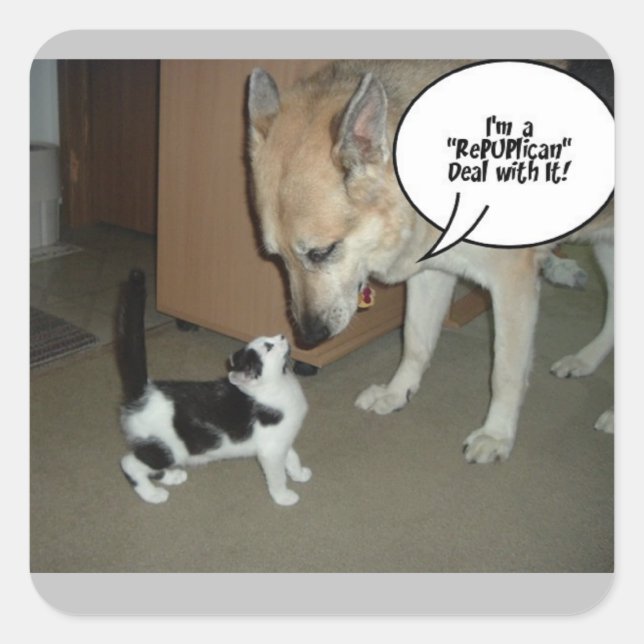 German Shepherd I'm a RePUPlican Deal with It! Square Sticker (Front)