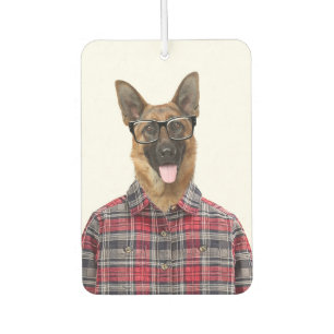 German Shepherd In a Plaid Shirt Car Air Freshener