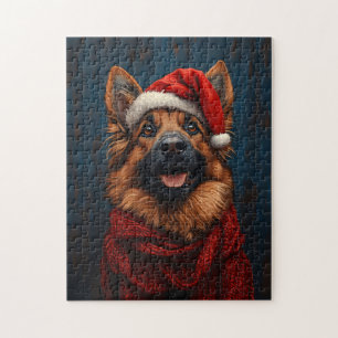 German Shepherd in a Santa Hat Jigsaw Puzzle