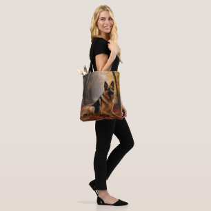 German Shepherd  in Autumn Leaves Fall Inspire  Tote Bag