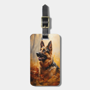 German Shepherd in Autumn Luggage Tag