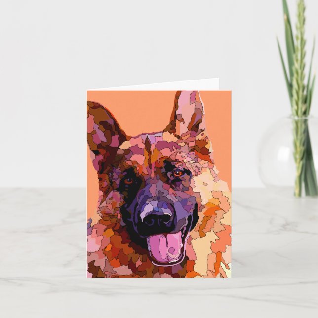 German Shepherd in Bright Colours Greeting Card (Front)