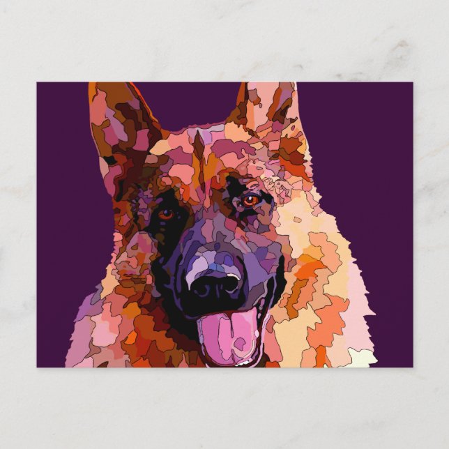 German Shepherd in Bright Colours Postcard (Front)