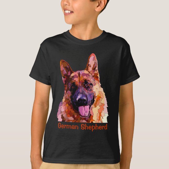 German Shepherd in Bright Colours T-Shirt (Front)