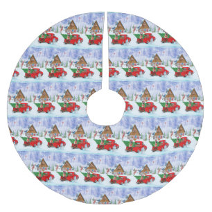 German Shepherd In Christmas Delivery Truck Snow  Brushed Polyester Tree Skirt