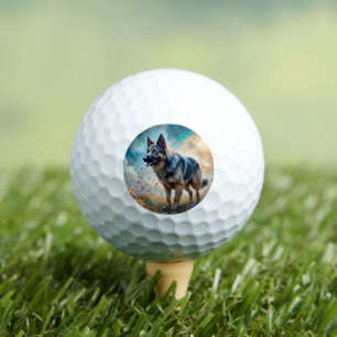 German Shepherd in Floral Field Golf Balls