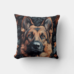 German Shepherd in Leaves Cushion