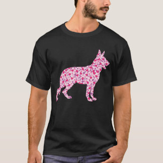 German Shepherd In Pink Hearts T-Shirt