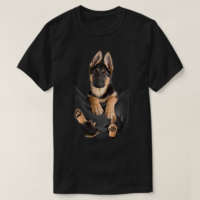 German Shepherd In Pocket Funny Dog Lover Gifts T-Shirt (Design Front)