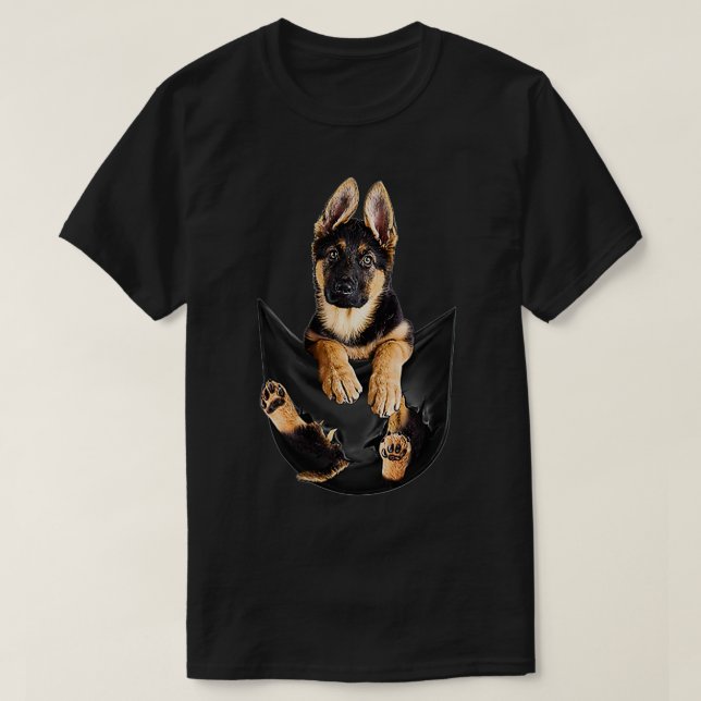 German Shepherd In Pocket Funny Dog Lover Gifts  T-Shirt (Design Front)
