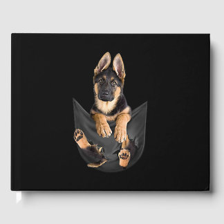 German Shepherd In Pocket T-Shirt Funny Dog Lover Guest Book