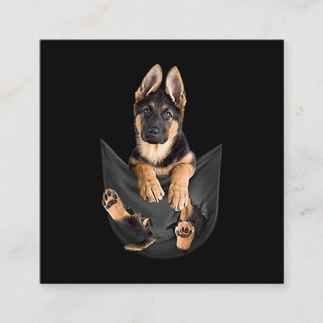 German Shepherd In Pocket T-Shirt Funny Dog Lover Square Business Card (Front)