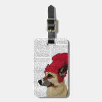 German Shepherd in Red Woolly Hat