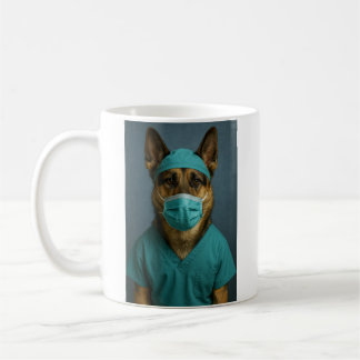 German Shepherd in Scrubs Coffee Mug