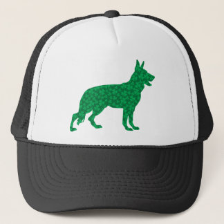 German Shepherd in Shamrocks Trucker Hat