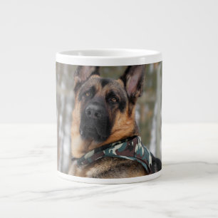 German Shepherd In Snow Large Coffee Mug
