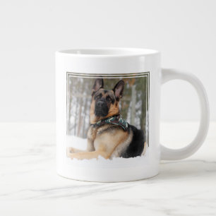 German Shepherd In Snow Large Coffee Mug