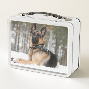 German Shepherd In Snow Metal Lunch Box