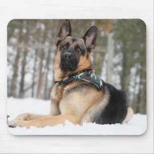 German Shepherd In Snow Mouse Mat