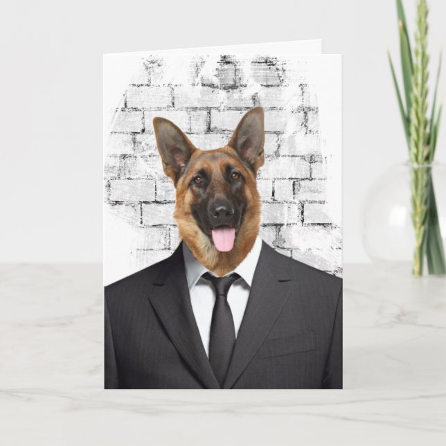 German Shepherd in Suit for Birthday Card (Front)